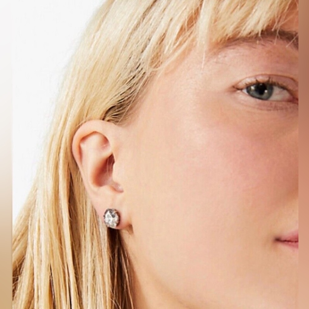 NEW Kate Spade Treasure Trove Stud Earrings Gold Clear Crystal CZ Cubic Zirconia - Picture 2 of 6